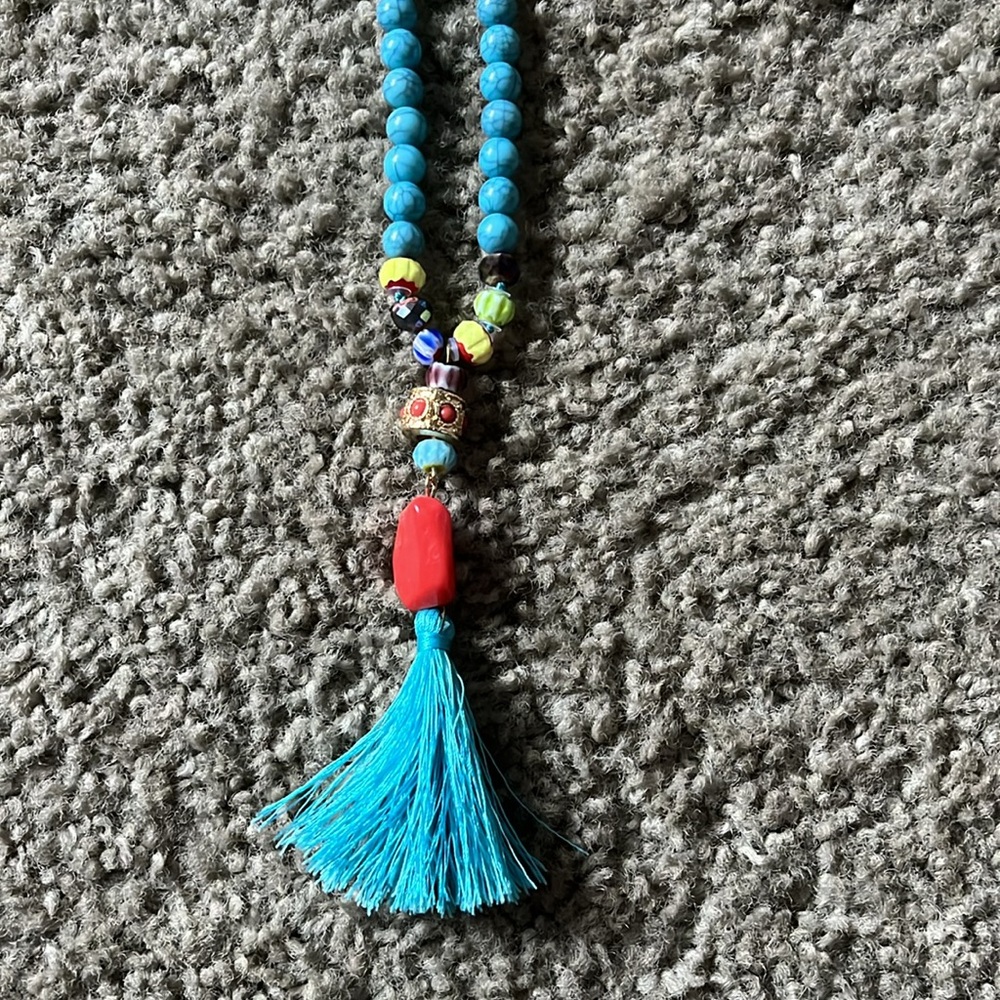 Beaded tassel necklace